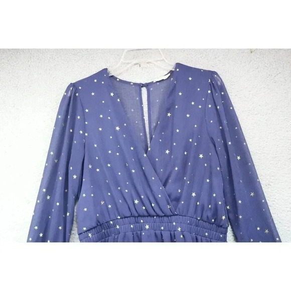 Altar's State Navy Blue w/Gold Stars Dress-Size XL-Long Semi-Sheer Sleeves-Lined - Picture 2 of 8